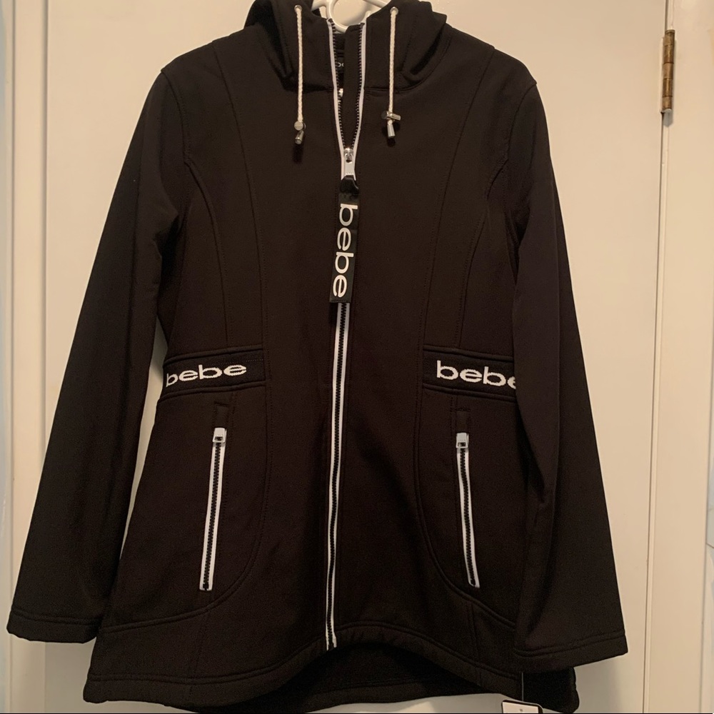 Bebe lightweight hooded mid length jacket